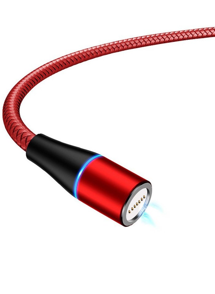 ⭐ Magnetic DATA USB Cable 3A Fast Charging 380° Rotate with Type C+Micro+Lightning Plugs كابل شحن مغناطيسي ماغنيتك بطول 2 متر يدعم نقل البيانات يدعم الشحن السريع مع 3 راس متغير تايب سي وميكرو وايفون Magnetic Cable Fast Charging Cable Micro USB Type c & iOS Phone 3A Fast Charging With Data Transfer 7 Pin Connector 360 Degree Rotation LED Indication 2 Meter Length