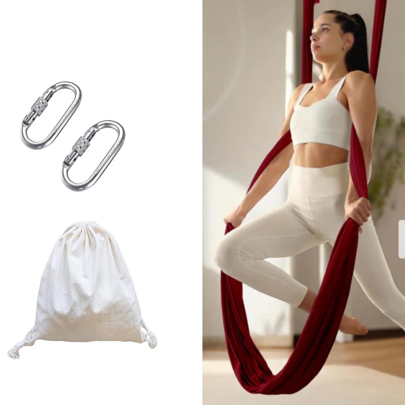 OKO OKO Silk Fabric Aerial Yoga Hammock 6mtrs 236 Inches Height Aerial Silks For Increasing Strength Flexibility and Balance Colour Burgundy With 2 Carabiner 1 Bag  - Image 1