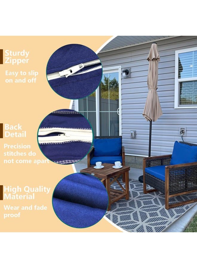 Oslimea Outdoor Seat Cushion Slip Cover 24" x 24", Waterproof Patio Furniture Chair Cushion Cover Replacement Pillow Slip Seat Cushion Cover 4 Pack - Covers Only, Dark Blue - Image 3