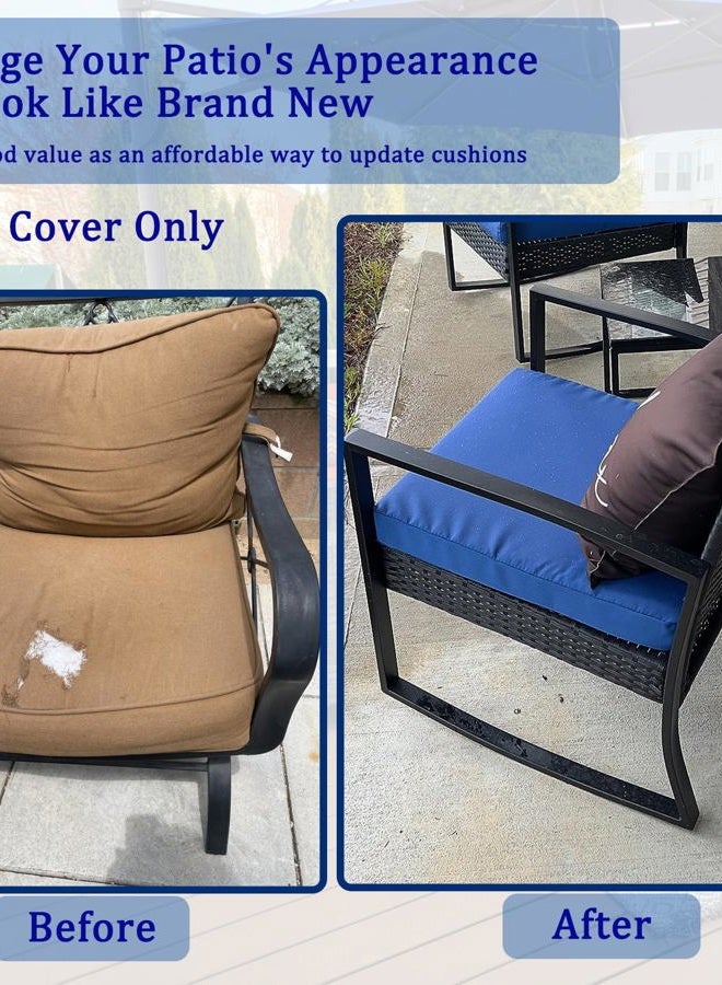 Oslimea Outdoor Seat Cushion Slip Cover 24" x 24", Waterproof Patio Furniture Chair Cushion Cover Replacement Pillow Slip Seat Cushion Cover 4 Pack - Covers Only, Dark Blue - Image 5