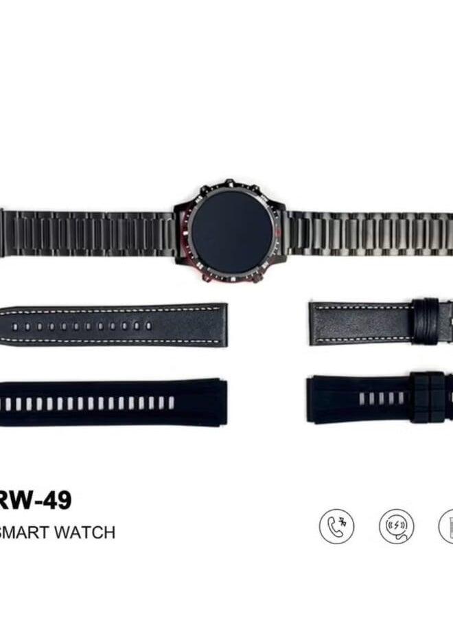 Haino Teko Haino Teko RW 49 Round Shape AMOLED Display Smartwatch With 3 Pair Strap – Black  - Image 2