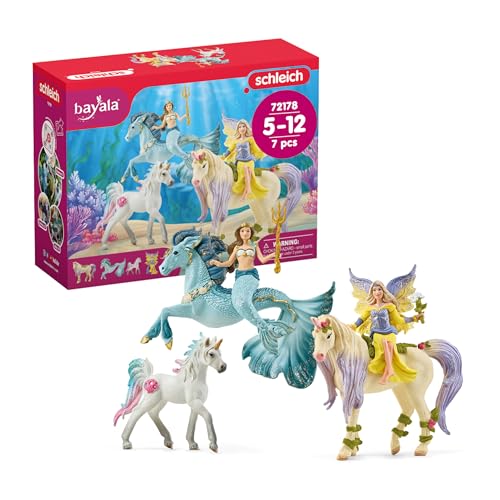 Schleich Bayala 7 PC Mermaid Unicorn and Fairy Toy Starter Set for Girls and Boys Cute Fairies and Unicorn Figures with Accessories Fantasy Figurine Animal Playset for Kids Ages 5 72178 - Image 1