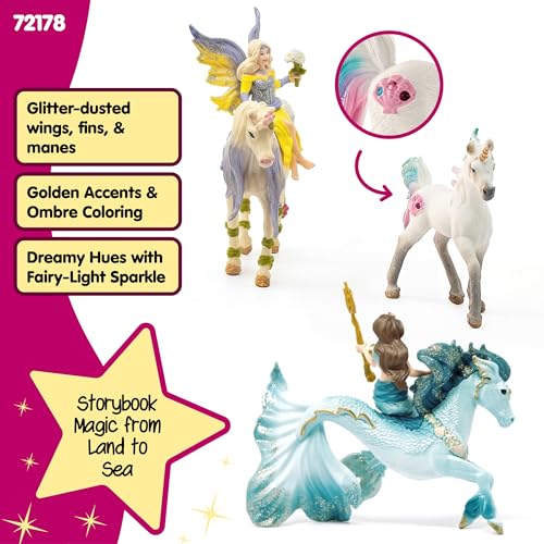 Schleich Bayala 7 PC Mermaid Unicorn and Fairy Toy Starter Set for Girls and Boys Cute Fairies and Unicorn Figures with Accessories Fantasy Figurine Animal Playset for Kids Ages 5 72178 - Image 3