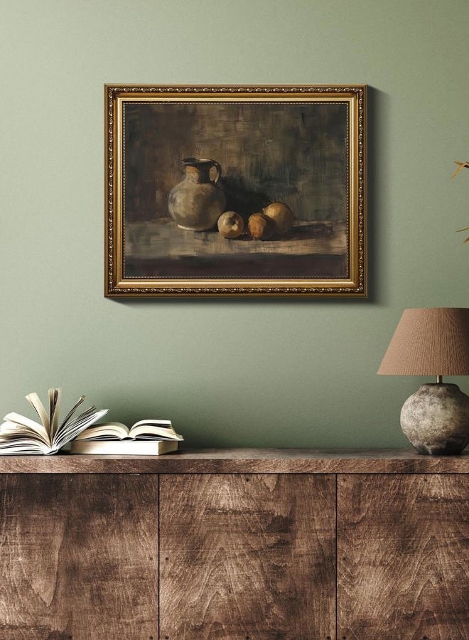 XOCUUI Farmhouse Still Life Picture Living Room - Rustic Vintage Decor for Bedroom - Peach Fruit Dining Room Moody Muted Oil Painting Art Deco Framed Wall Art for Kitchen - 9 x 12 - Image 5