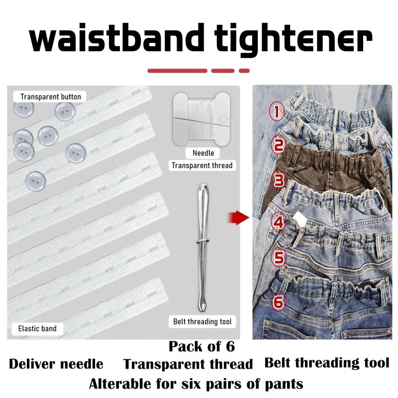 Fizzest Jeans Button Tightener Pants Adjuster Waist Tightener for Pants Women Men and Children,Waist Clip Pack of 6 White - Image 5