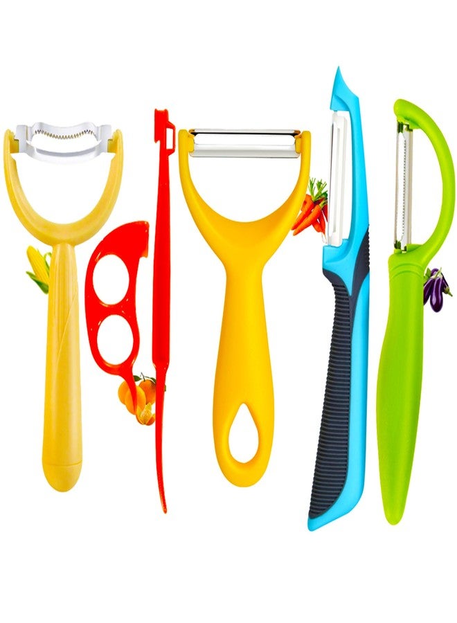 Soft Home Multi-Functional Kitchen Peeler Set: Potato, Carrot, Apple Peelers + Corn Remover, Orange Peeler Tool, Y Peeler for Veggie & Fruit (Color-1) - Image 1