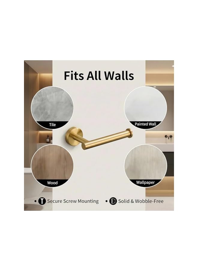 S-TOP 2 Pack Brushed Gold Toilet Paper Holder, SUS304 Stainless Steel Heavy Duty Wall Mounted Tissue Holder with Concealed Screw, Rustproof Toilet Roll Holder for Modern Bathroom - Image 3