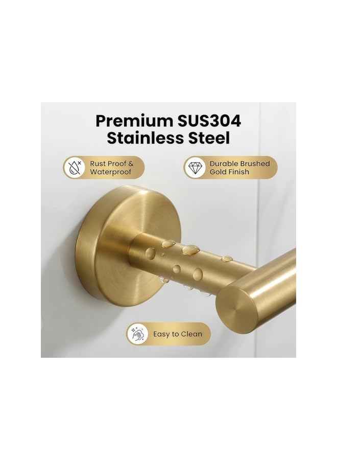 S-TOP 2 Pack Brushed Gold Toilet Paper Holder, SUS304 Stainless Steel Heavy Duty Wall Mounted Tissue Holder with Concealed Screw, Rustproof Toilet Roll Holder for Modern Bathroom - Image 2