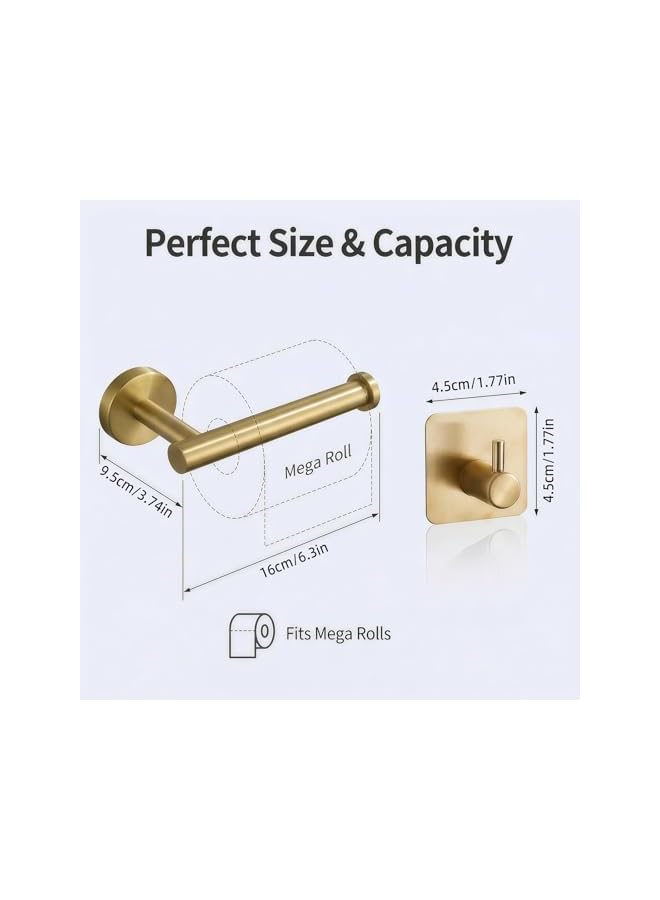 S-TOP 2 Pack Brushed Gold Toilet Paper Holder, SUS304 Stainless Steel Heavy Duty Wall Mounted Tissue Holder with Concealed Screw, Rustproof Toilet Roll Holder for Modern Bathroom - Image 4