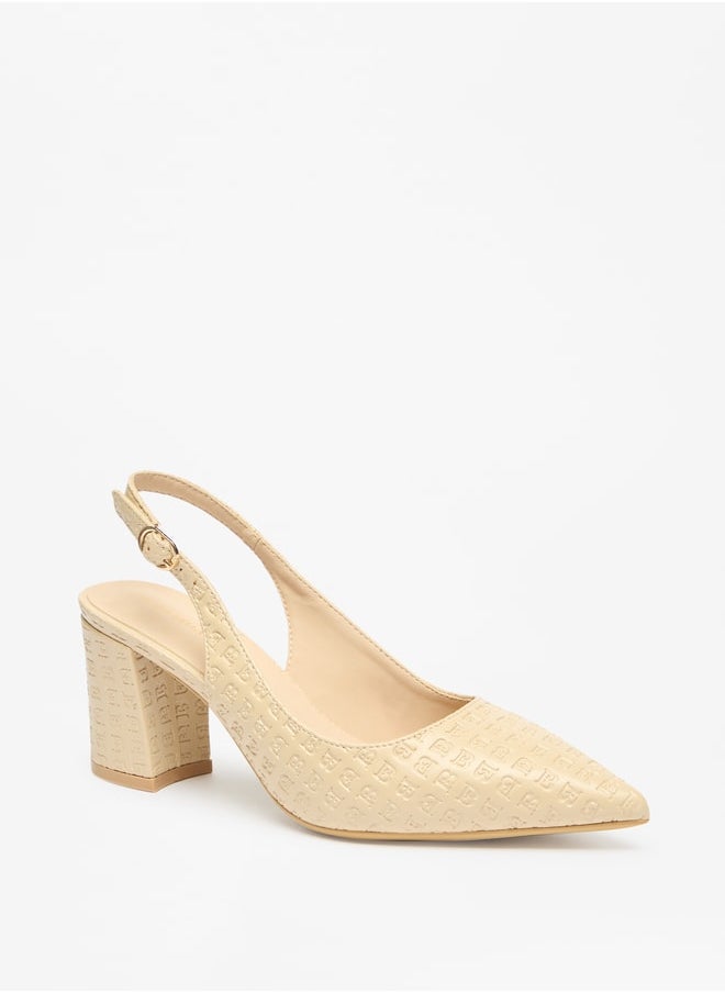 Flora Bella By Shoexpress - Women's Textured Pumps With Buckle Closure And Block Heels - Image 1