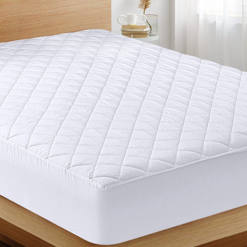 Utopia Bedding Quilted Fitted Mattress Pad, Queen Size, Elastic Fitted Mattress Topper Protector and Cover Stretches up to 16 Inches Deep, Machine Washable (White) - Image 1