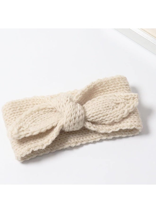 UTOWO Newborn-Infant-Toddler Knitted-Knotbow-Turban Rabbit-Ear-Headbands Baby-Girls Head-Wrap-Headband 0-6 years (Camel + Beige) - Image 3