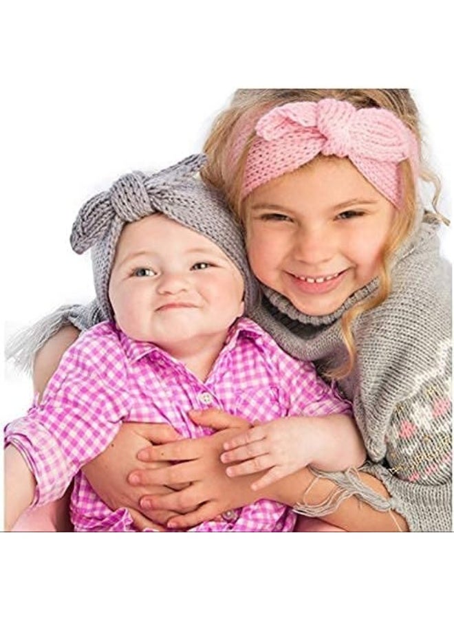 UTOWO Newborn-Infant-Toddler Knitted-Knotbow-Turban Rabbit-Ear-Headbands Baby-Girls Head-Wrap-Headband 0-6 years (Camel + Beige) - Image 5