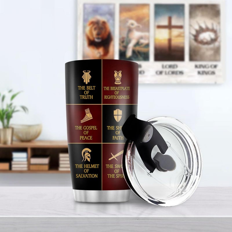 Jesuspirit Christian Gifts for Men, Women - Fathers Day, Pastor Appreciation Religious Gift For Men - Christian Coffee Mug - Armor Of God Stainless Steel Tumbler (Armor Of God, 20OZ) - Image 2