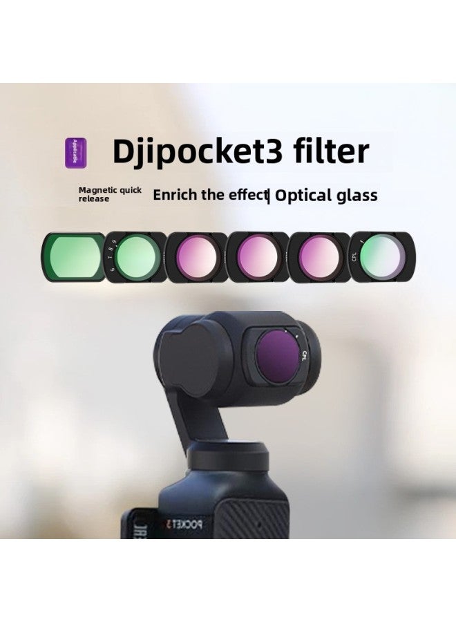 مرشح Mi Diu Dajiang Pocket3 مرشح بدلة مغناطيسية للأشعة فوق البنفسجية مرآة Cpl Polarizer Nd Filter مرآة طرحية سوداء ناعمة اللون: لمرشح DJI Pocket 3 【مرآة ضوء النجوم ذات 4 خطوط】 - Image 2