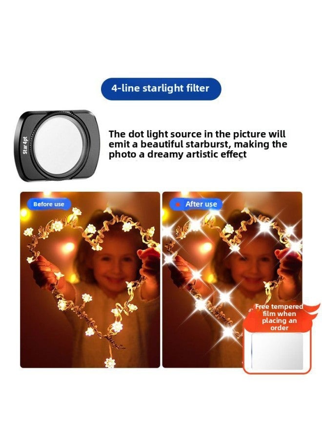 مرشح Mi Diu Dajiang Pocket3 مرشح بدلة مغناطيسية للأشعة فوق البنفسجية مرآة Cpl Polarizer Nd Filter مرآة طرحية سوداء ناعمة اللون: لمرشح DJI Pocket 3 【مرآة ضوء النجوم ذات 4 خطوط】 - Image 1