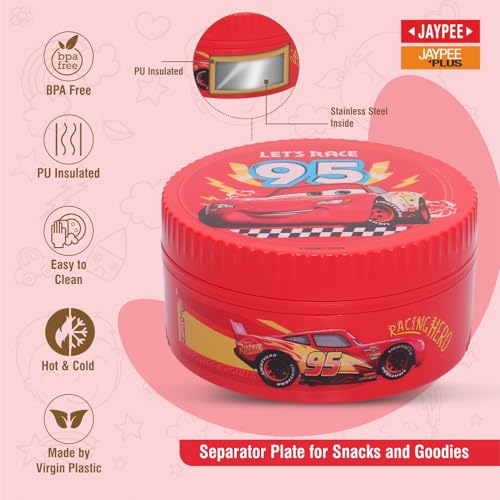 JAYPEE Unimunch PU Insulated Inner Stainless Steel Lunch Box with Steel Dish | Spillproof Ideal for Snacks| Easy to Carry Non Toxic |Safe for Storing Food,375 ml, Red - Image 2