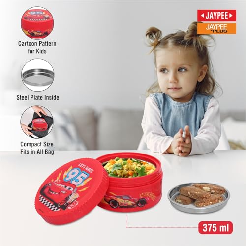 JAYPEE Unimunch PU Insulated Inner Stainless Steel Lunch Box with Steel Dish | Spillproof Ideal for Snacks| Easy to Carry Non Toxic |Safe for Storing Food,375 ml, Red - Image 3
