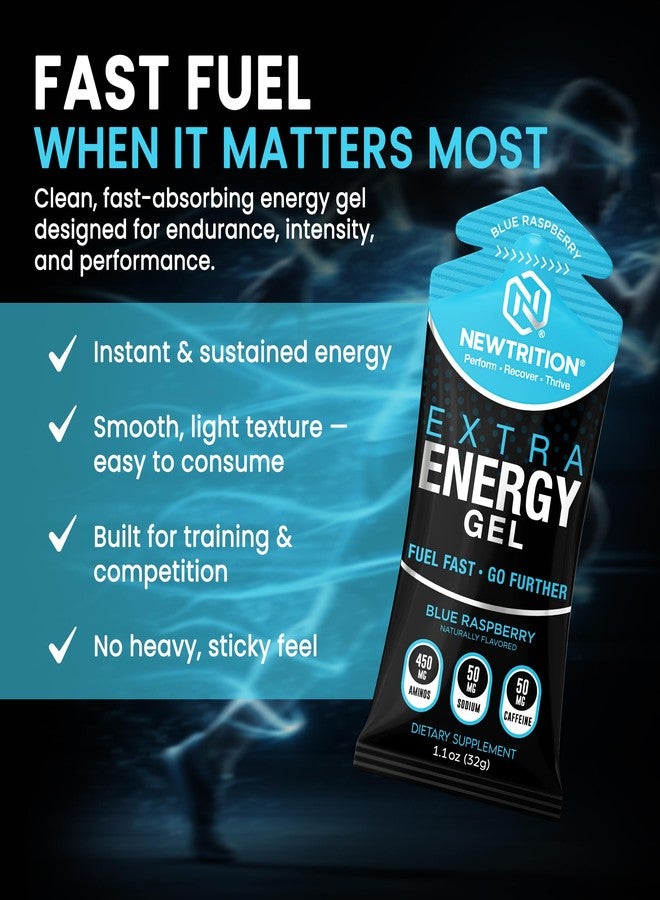 NewTrition® Extra Energy Gel Variety Pack - Fast Fuel with 50mg Caffeine, Amino Support, Smooth Texture, Electrolytes - Easy Digestion Running Gel for Cycling & Running - Image 2