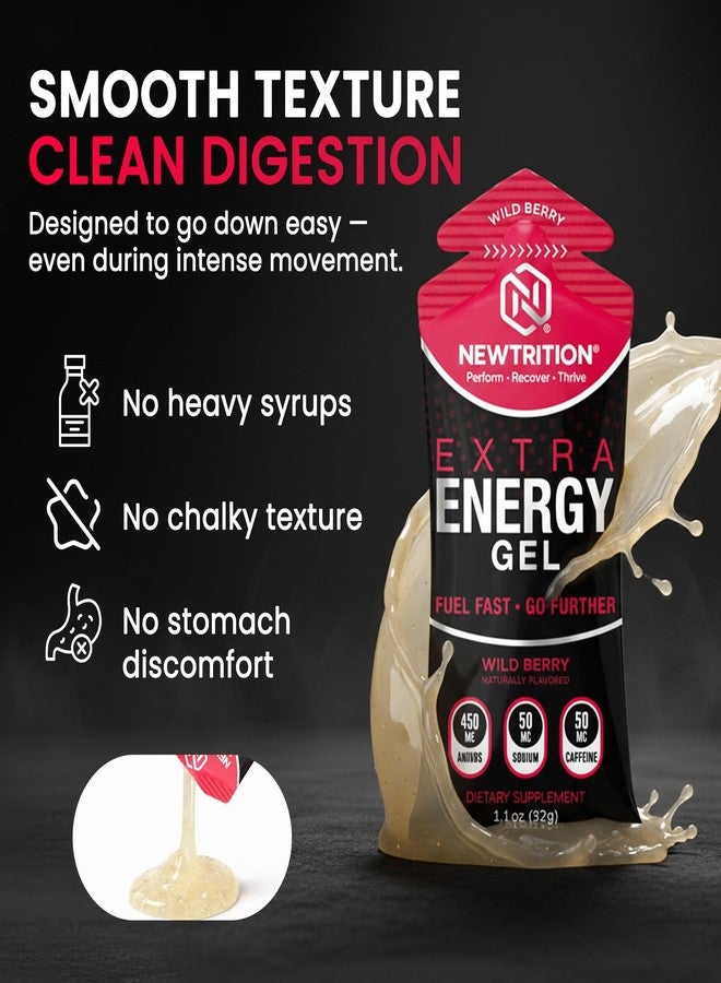 NewTrition® Extra Energy Gel Variety Pack - Fast Fuel with 50mg Caffeine, Amino Support, Smooth Texture, Electrolytes - Easy Digestion Running Gel for Cycling & Running - Image 4