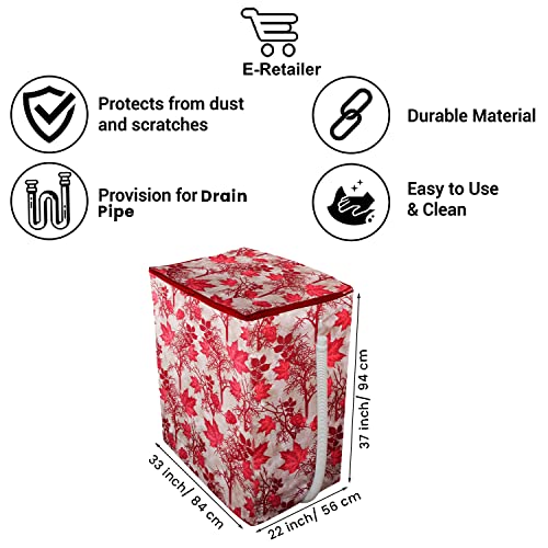 E-Retailer Washing Machine Cover for Semi-Automatic 5kg to 7.5kg | Light Weight Dustproof Cover with Zip Enclosure | Floral Pattern Fully Automatic Washer Protector Indoor Outdoor Use- Size 33x22x37 - Image 3