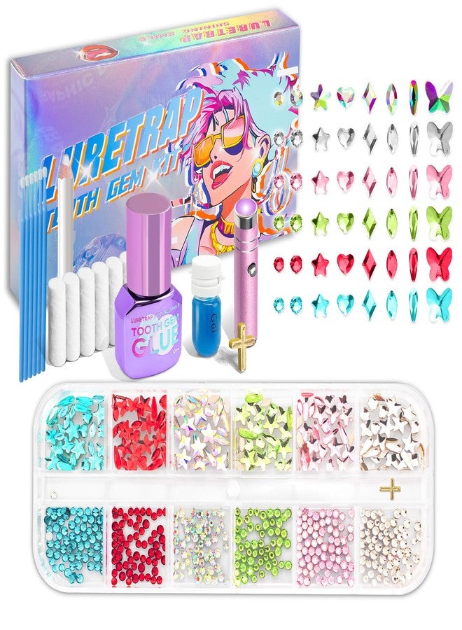 YOLEYUAN Y2K Tooth Gem Kit, 600 Pieces Crystal Collection - Insta-Worthy Sparkle Gems Set with Luxury Picker Tools & 6 Micro Brushes - Slay-Worthy Sparkle Fashion Accessories - Image 1