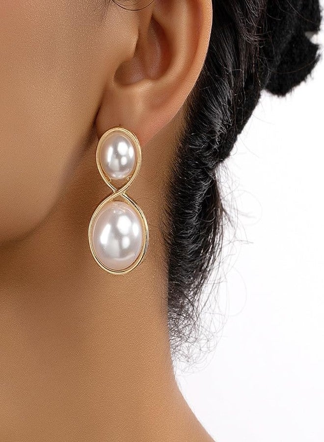 AMAAL Golden Pearl Stud Earrings Set for Women | Elegant Moti Ear Rings | Stylish Jewellery for Woman & Girls | Lightweight Gold Plated Pearl Earrings | Minimal Fashion Accessories Gift for Her -162 - Image 2