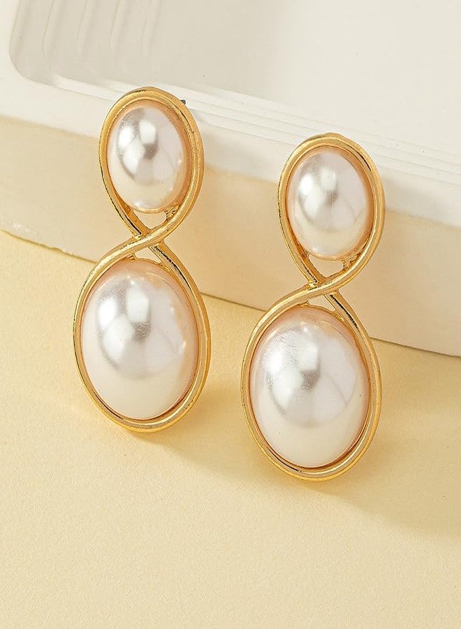 AMAAL Golden Pearl Stud Earrings Set for Women | Elegant Moti Ear Rings | Stylish Jewellery for Woman & Girls | Lightweight Gold Plated Pearl Earrings | Minimal Fashion Accessories Gift for Her -162 - Image 3