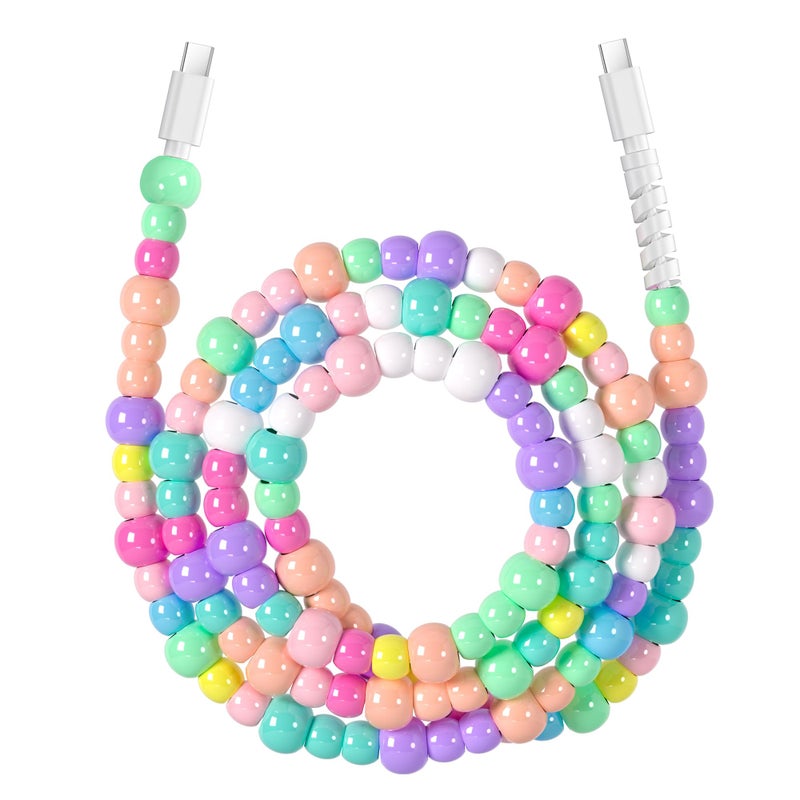 WESADN USB C to USB C Cable 3.3FT for iPhone Charging Cable Candy Beads USB C Cord Fast Charging Cable for iPhone Charger Cord Phone 17 16 15 Pro Max i-Pad/Galaxy S25 S24, Colored - Image 1