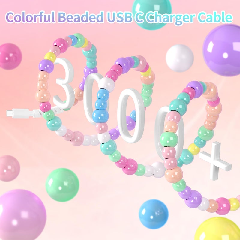 WESADN USB C to USB C Cable 3.3FT for iPhone Charging Cable Candy Beads USB C Cord Fast Charging Cable for iPhone Charger Cord Phone 17 16 15 Pro Max i-Pad/Galaxy S25 S24, Colored - Image 5