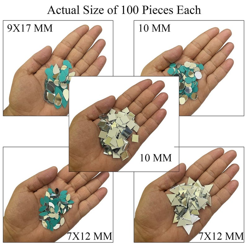 Embroiderymaterial Combo Of Kundan Stone Beads, Craft Mirrors, Tweezers & Fabric Glue For Lippan Art, Jewellery Making, Craft, Embroidery, Embellishment, Toran Making, Aari Work, Bangles Making, Multi - Image 3