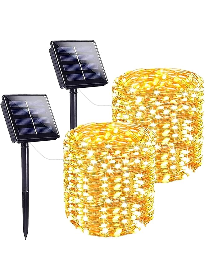 The Bros Solar String Lights, Warm White 22M 200LED Fairy Lights, 8 Modes Solar Outdoor String Lights, Super Bright Waterproof Solar Fairy Lights for Garden Tree Patio Party (Each 2 Pack) - Image 1