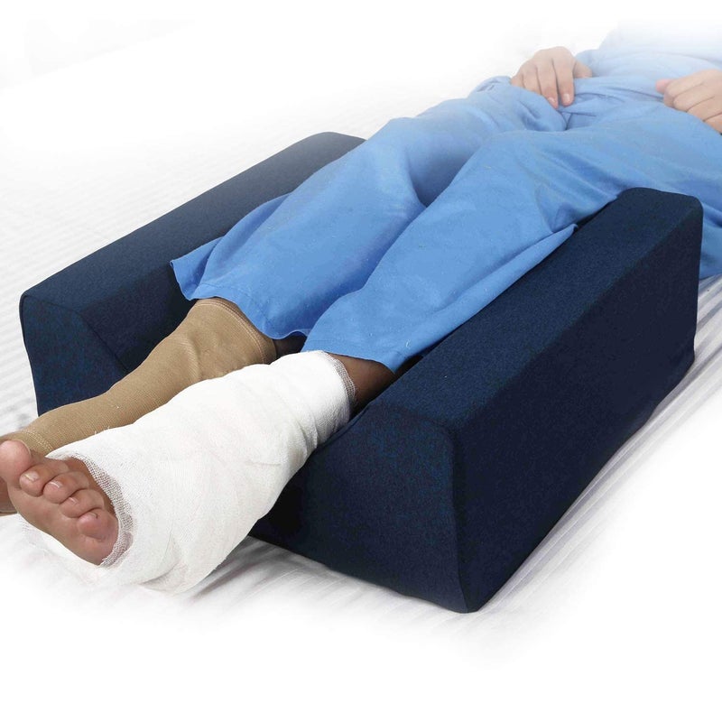 METRON Leg Foot Knee Ankle Heel Elevation Support Foam Wedge Pillow Helps in Recovery from PostSurgery Reduce Swelling Dark Color Cover - Image 1