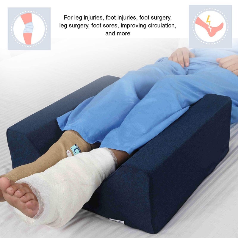 METRON Leg Foot Knee Ankle Heel Elevation Support Foam Wedge Pillow Helps in Recovery from PostSurgery Reduce Swelling Dark Color Cover - Image 3