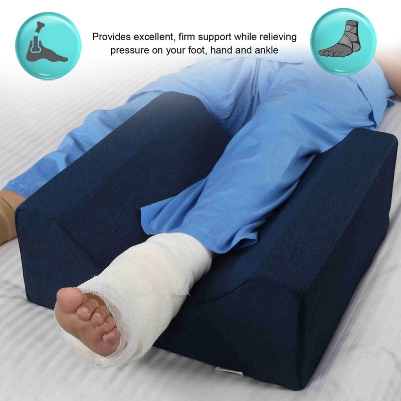 METRON Leg Foot Knee Ankle Heel Elevation Support Foam Wedge Pillow Helps in Recovery from PostSurgery Reduce Swelling Dark Color Cover - Image 2