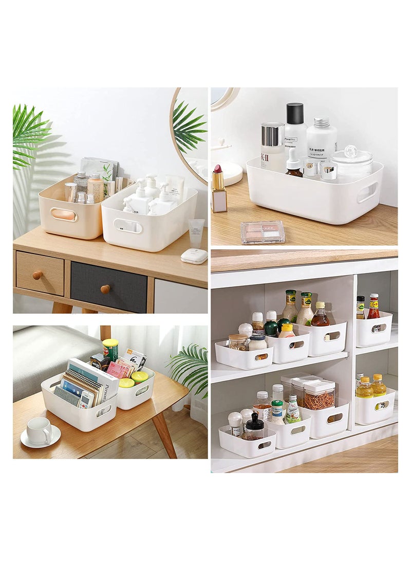 سلة تخزين بلاستيكية 6 قطع صناديق تخزين بلاستيكية متعددة الألوان لتنظيم سلال التخزين لخزائن المطبخ والاستوديو والحمام والألعاب لتنظيف المنزل،_bins تخزين مفتوحة مزودة بمقابض - Image 4