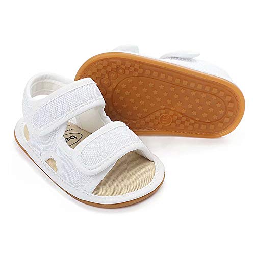 OAISNIT Baby Girls Boys Sandals Premium Breathable Anti-Slip Rubber Sole Infant Summer Outdoor Shoes Soft Toddler First Walkers (12-18 Months Toddler, A-White) - Image 4