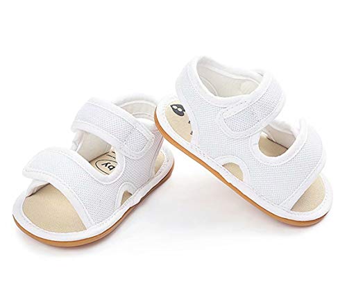 OAISNIT Baby Girls Boys Sandals Premium Breathable Anti-Slip Rubber Sole Infant Summer Outdoor Shoes Soft Toddler First Walkers (12-18 Months Toddler, A-White) - Image 5