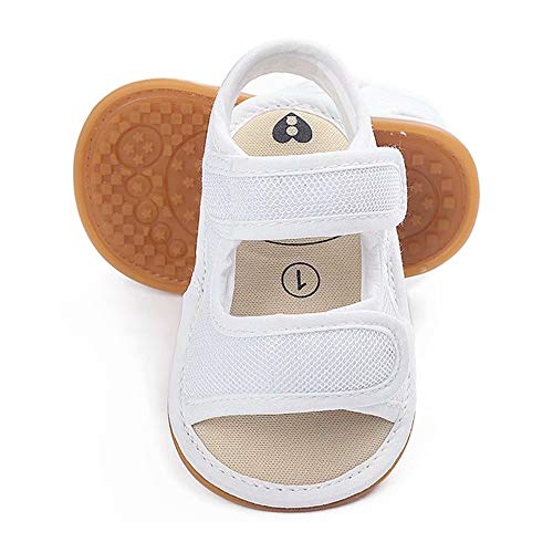 OAISNIT Baby Girls Boys Sandals Premium Breathable Anti-Slip Rubber Sole Infant Summer Outdoor Shoes Soft Toddler First Walkers (12-18 Months Toddler, A-White) - Image 1