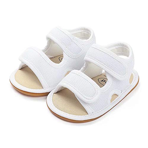 OAISNIT Baby Girls Boys Sandals Premium Breathable Anti-Slip Rubber Sole Infant Summer Outdoor Shoes Soft Toddler First Walkers (12-18 Months Toddler, A-White) - Image 3