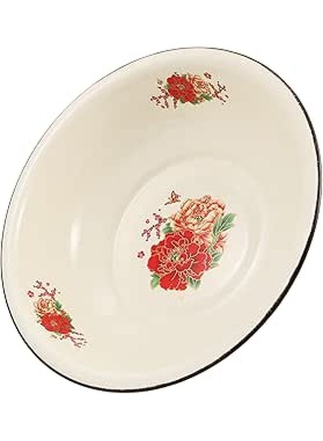Vintage Enamel Mixing Bowl 28cm Thickened Kitchen Basin For Dough And Food Storage - Image 1