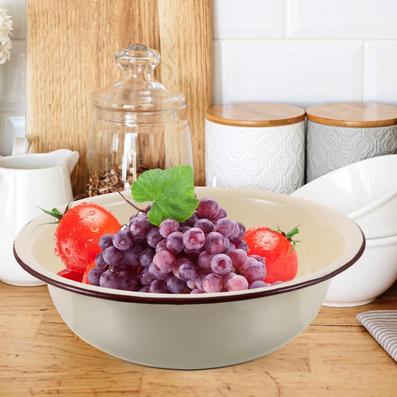 Vintage Enamel Mixing Bowl 28cm Thickened Kitchen Basin For Dough And Food Storage - Image 4