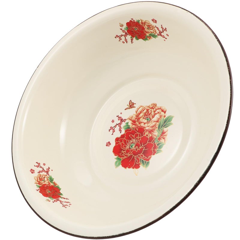 Vintage Enamel Mixing Bowl 28cm Thickened Kitchen Basin For Dough And Food Storage - Image 2