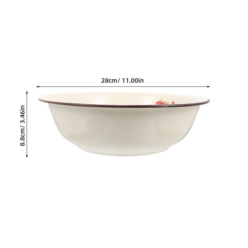 Vintage Enamel Mixing Bowl 28cm Thickened Kitchen Basin For Dough And Food Storage - Image 3