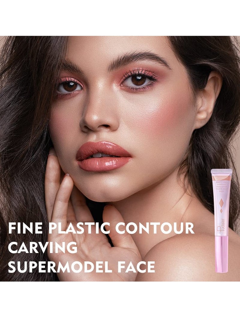 SYOSI 2Pcs Contour Beauty Wand, Silky Cream Contour Stick with Cushion Applicator, Face Highlighter, Bronzer and Blush Makeup, Long Lasting, Lightweight and Blendable (Tomato and Barbie Pink ) - Image 3