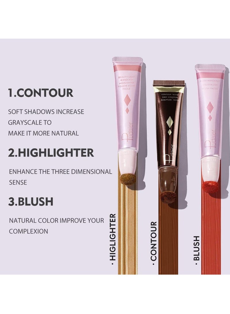 SYOSI 2Pcs Contour Beauty Wand, Silky Cream Contour Stick with Cushion Applicator, Face Highlighter, Bronzer and Blush Makeup, Long Lasting, Lightweight and Blendable (Tomato and Barbie Pink ) - Image 4