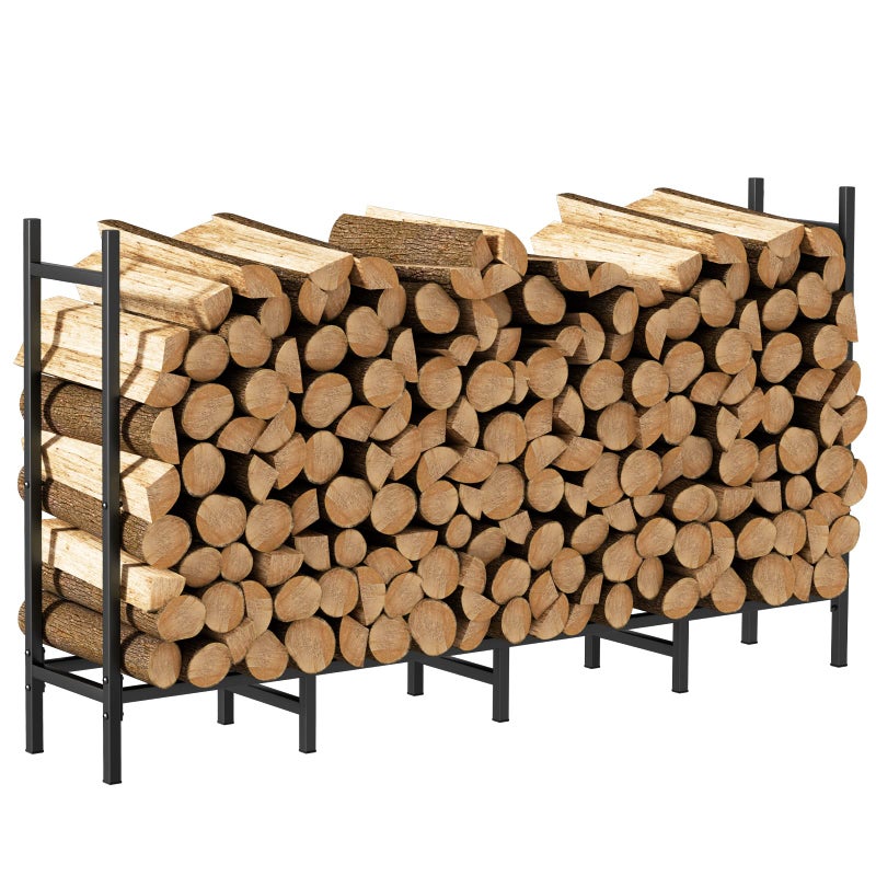 NANANARDOSO 5.3ft Outdoor Indoor Firewood Rack Holder for Fireplace Wood Storage, Adjustable Fire Log Stacker Stand, Heavy Duty Logs Stand Stacker Holder for Fireplace Metal Lumber Storage Carrier Organizer - Image 1