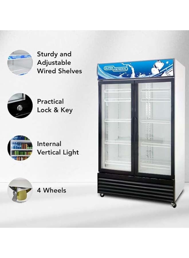SUPER GENERAL Gross Double-Door Chiller, Upright Beverage Showcase, Energy saving, Low Noise, 8 Shelves, Lock and Key - 800 L 220 W SGSC818IF White/Black - Image 2