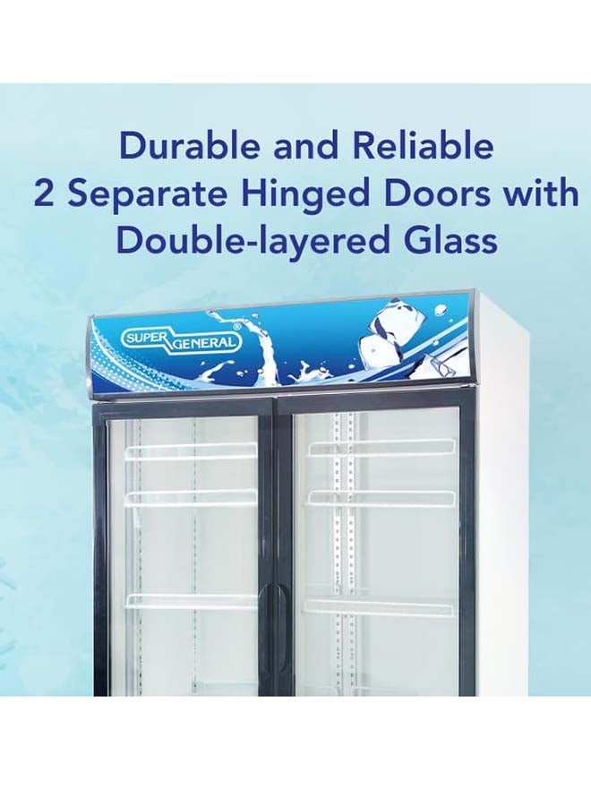 SUPER GENERAL Gross Double-Door Chiller, Upright Beverage Showcase, Energy saving, Low Noise, 8 Shelves, Lock and Key - 800 L 220 W SGSC818IF White/Black - Image 4
