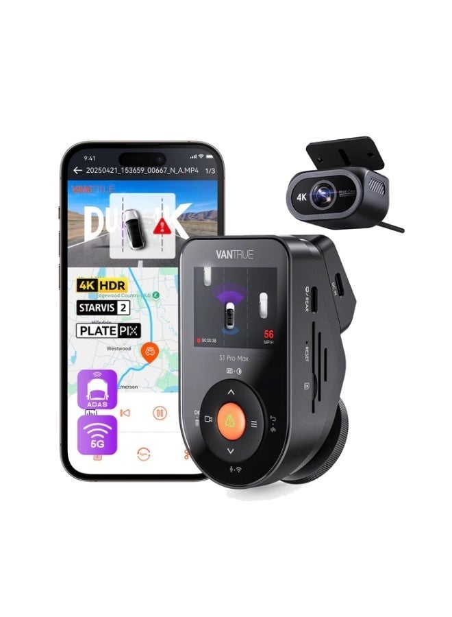 فانترو S1 Pro Max | قناتان | أمامية 4K + خلفية 4K | ذكاء إصطناعي | 4G | شاشة 2 بوصة - Image 1